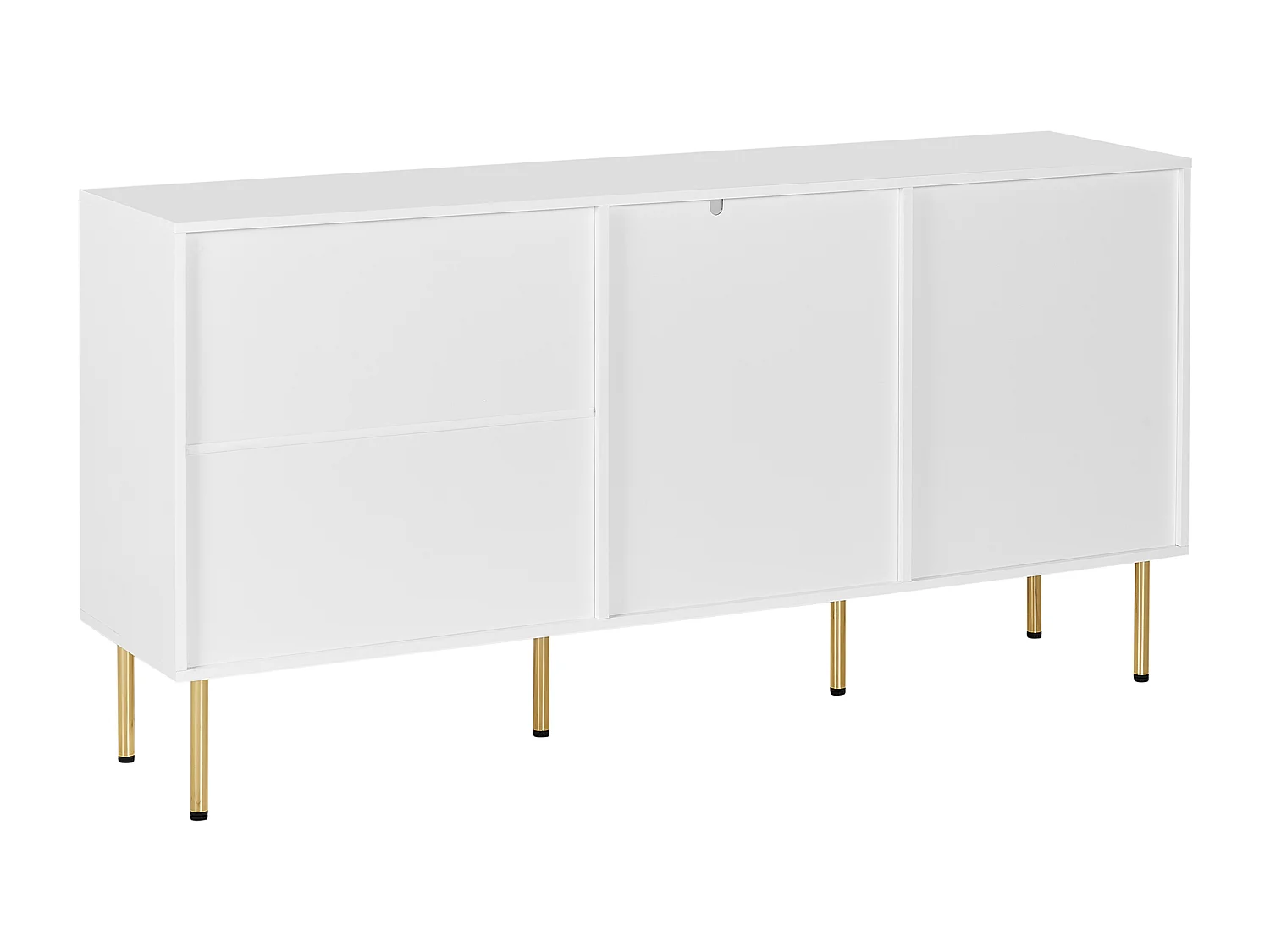 Buffet avec vitrine en verre MILORA 160 cm Blanc