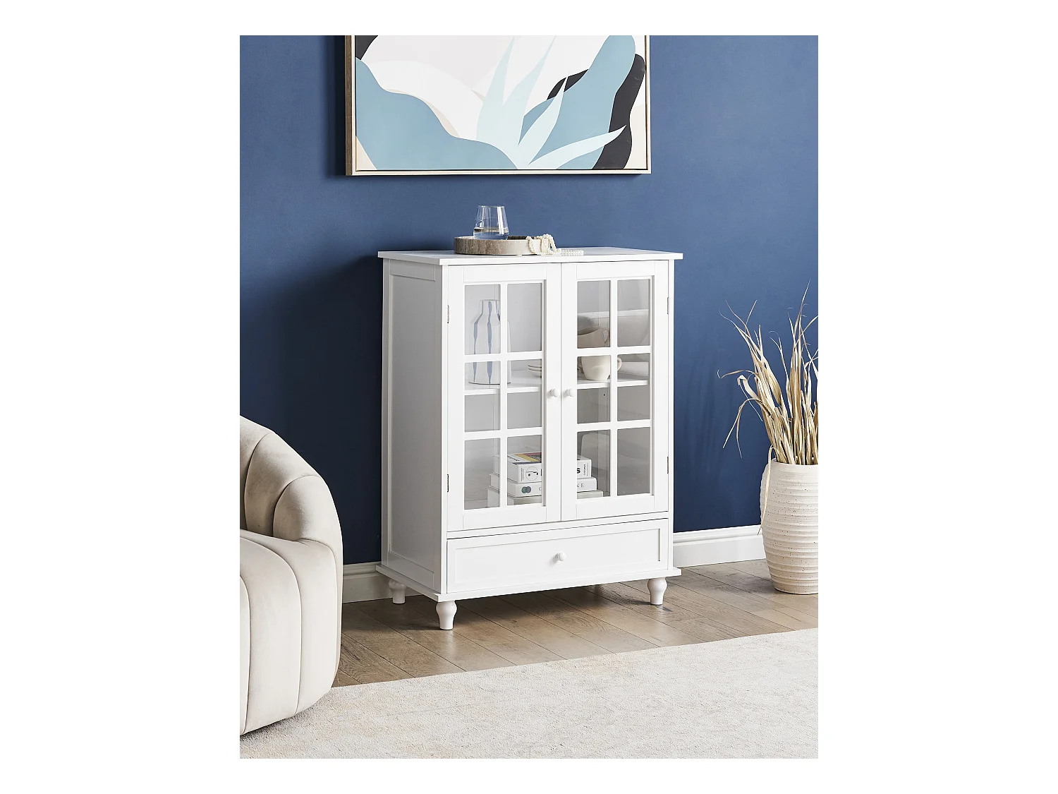 Armadio con ante in vetro CARLET Legno 71 cm Bianco