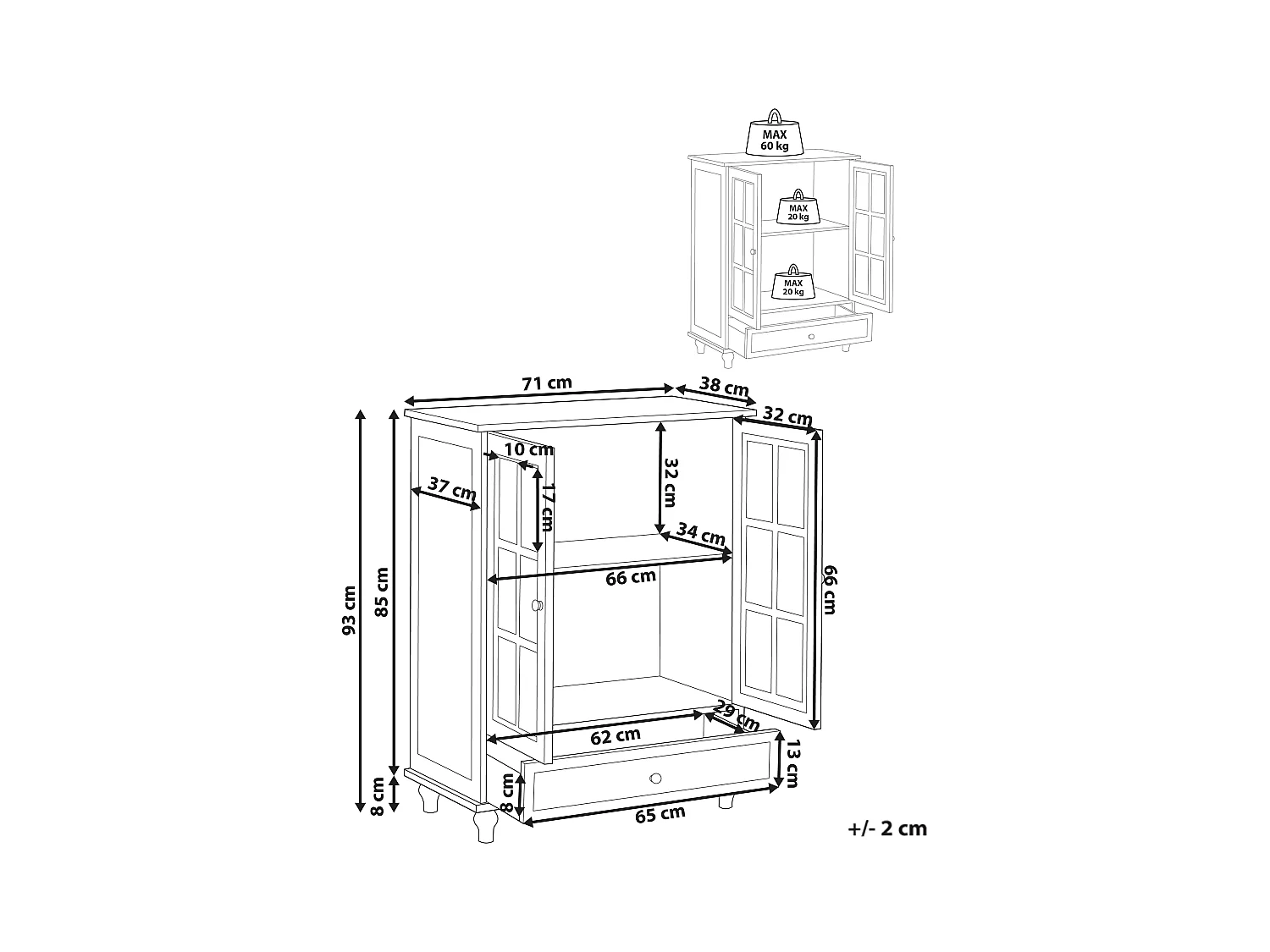 Armadio con ante in vetro CARLET Legno 71 cm Bianco
