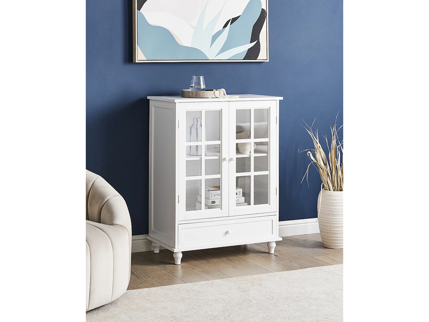 Buffet avec vitrine en verre CARLET 71 cm Blanc