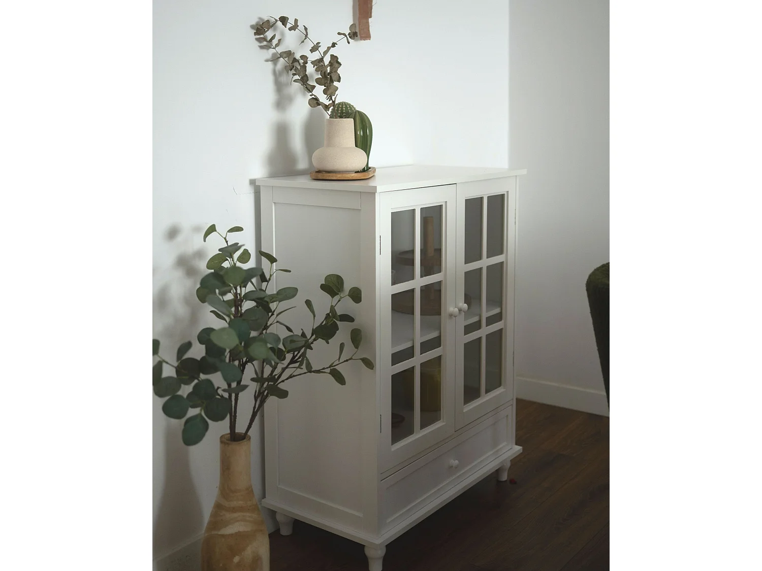 Glass Display Sideboard CARLET 71 cm White