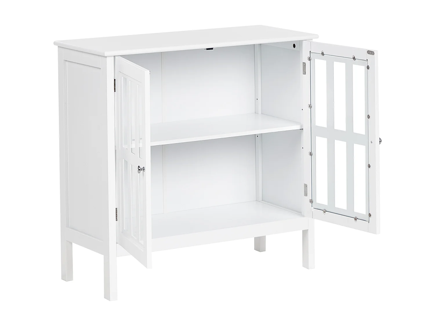 Buffet avec vitrine en verre MIRAM 80 cm Blanc