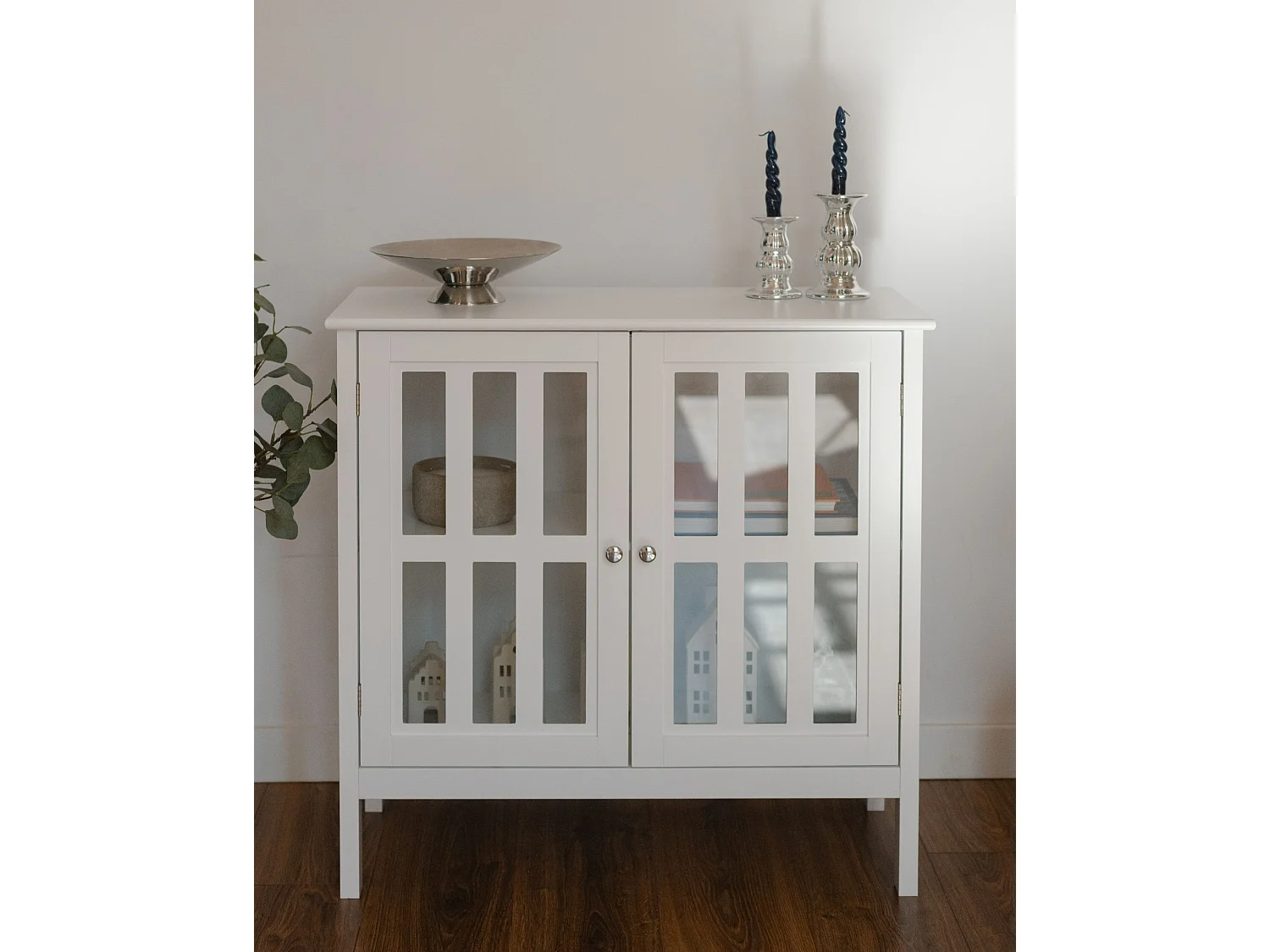 Glass Display Sideboard MIRAM 80 cm White