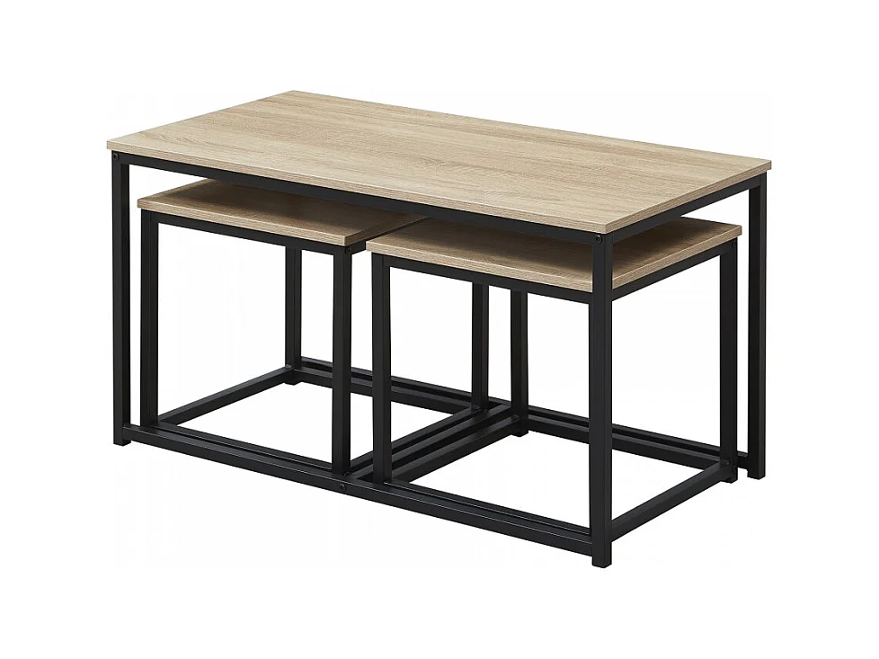 Table basse gigogne set de 3 tables couleur chêne CAVY