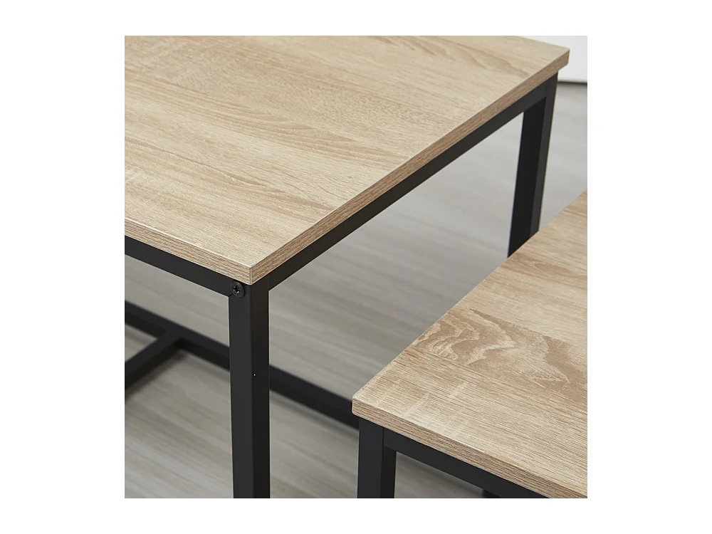 Table basse gigogne set de 3 tables couleur chêne CAVY