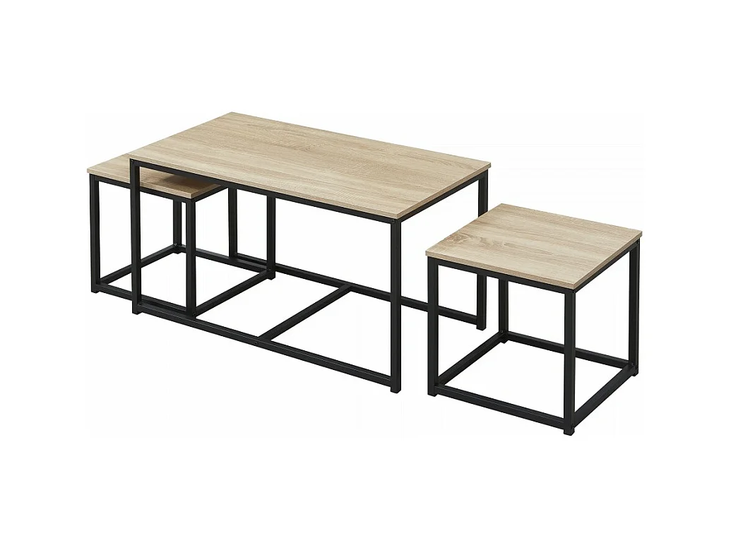 Table basse gigogne set de 3 tables couleur chêne CAVY