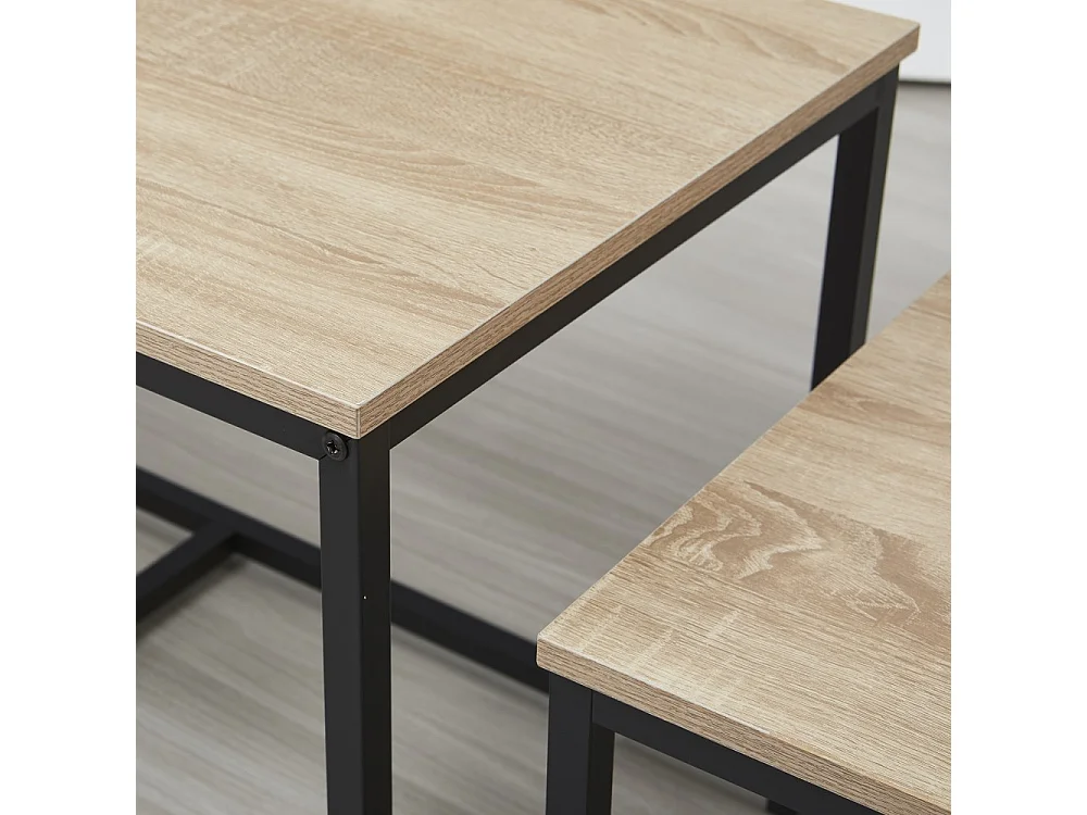 Table basse gigogne set de 3 tables couleur chêne CAVY