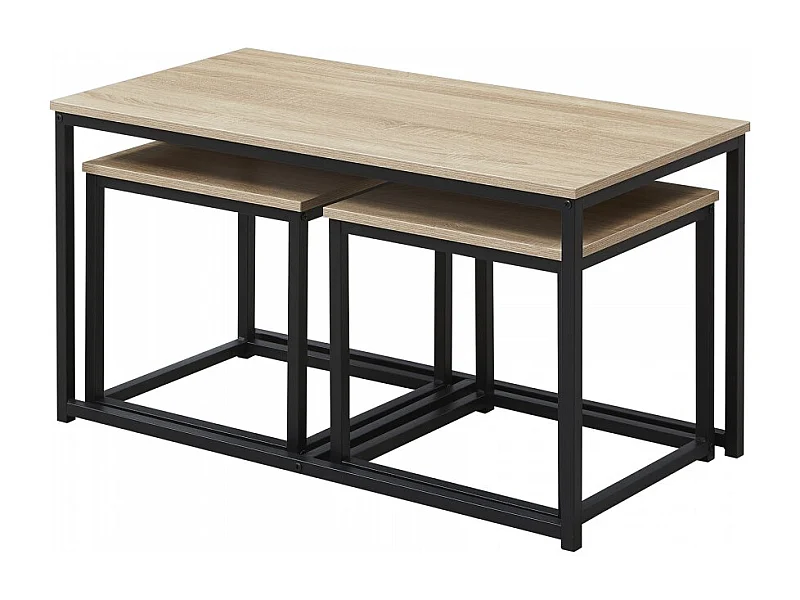 Table basse gigogne set de 3 tables couleur chêne CAVY