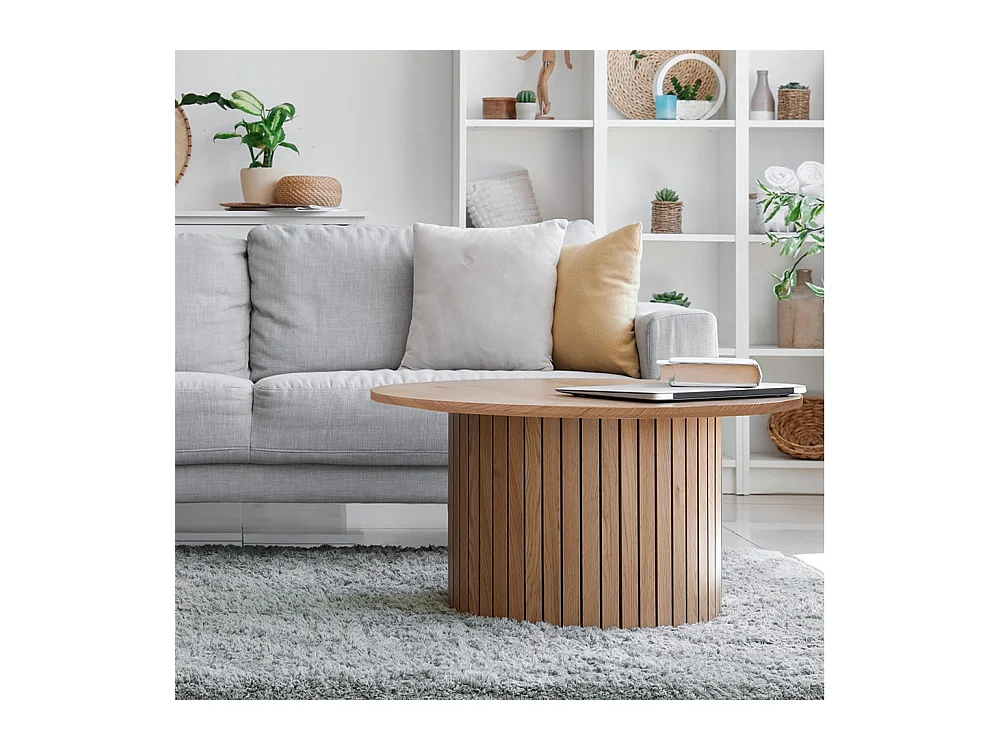 Table basse ronde 80cm avec piètement circulaire BEHIYE