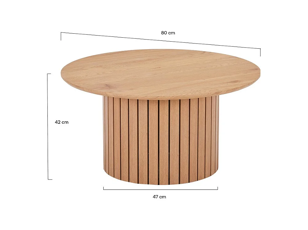 Table basse ronde 80cm avec piètement circulaire BEHIYE