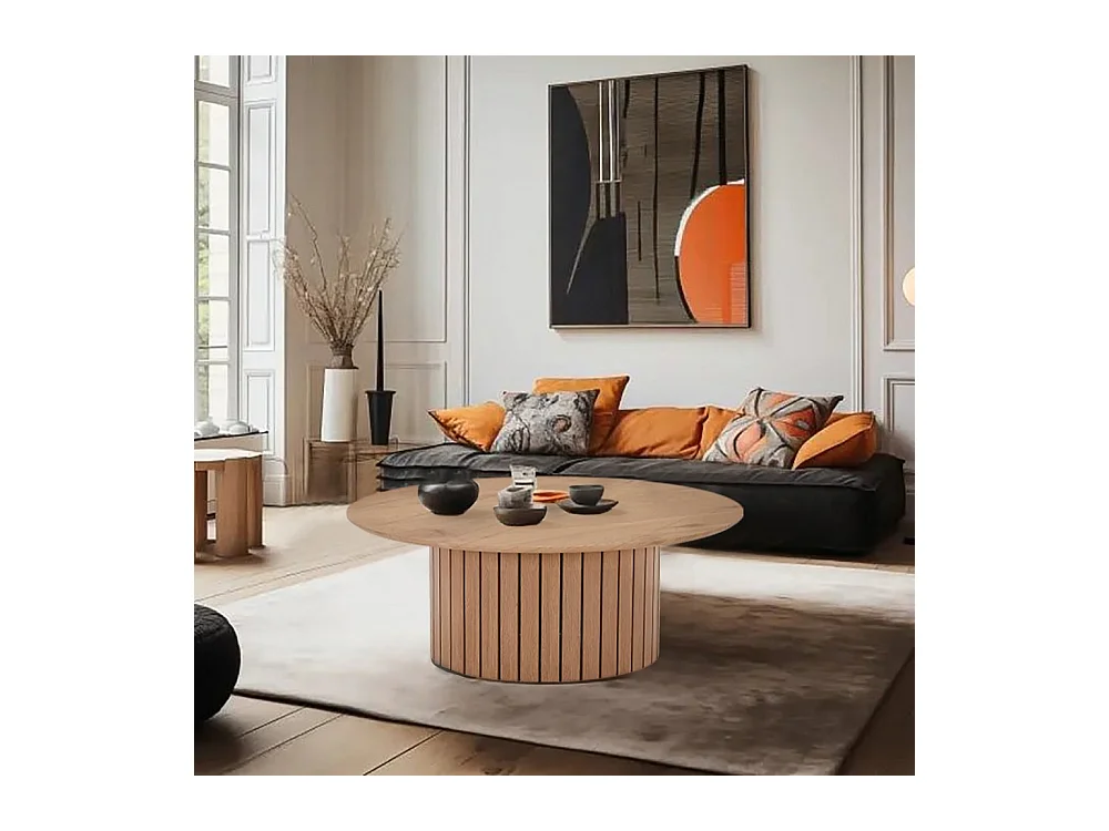 Table basse ronde 80cm avec piètement circulaire BEHIYE