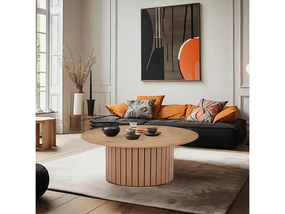 Table basse ronde 80cm avec piètement circulaire BEHIYE