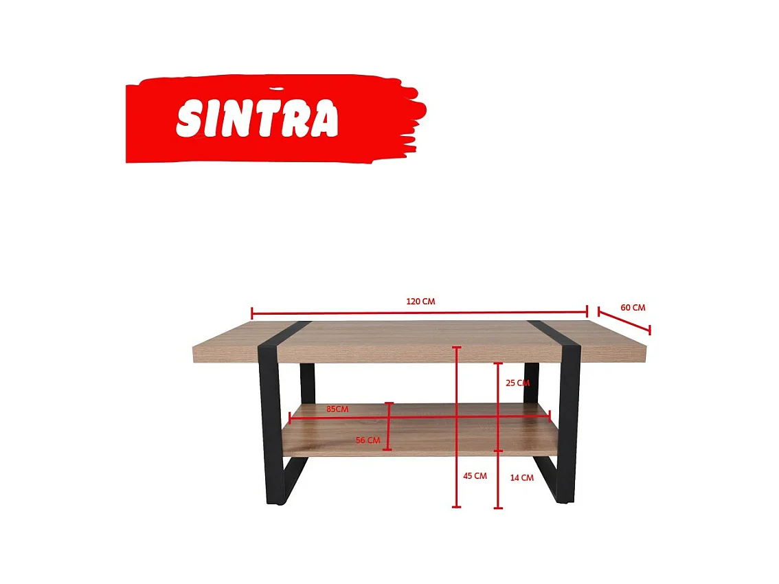 Table basse 120x60cm SEMRA couleur Chêne design moderne de haute qualité