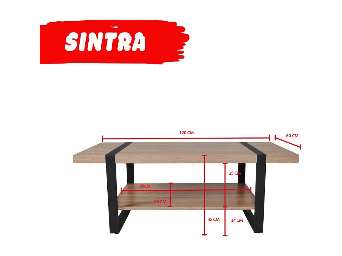 Table basse 120x60cm SEMRA couleur Chêne design moderne de haute qualité