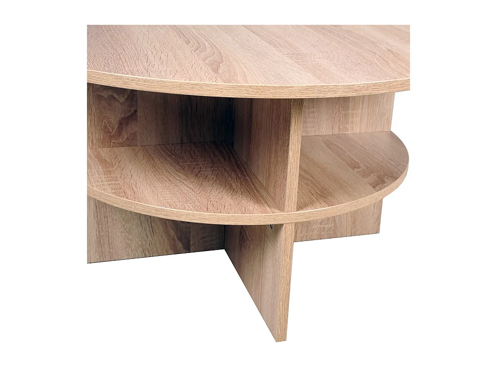 Table basse ronde 80cm 2 plateaux pratique pour le rangement