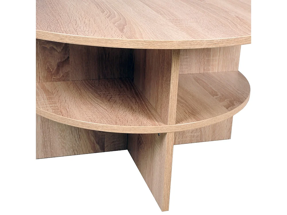 Table basse ronde 80cm 2 plateaux pratique pour le rangement