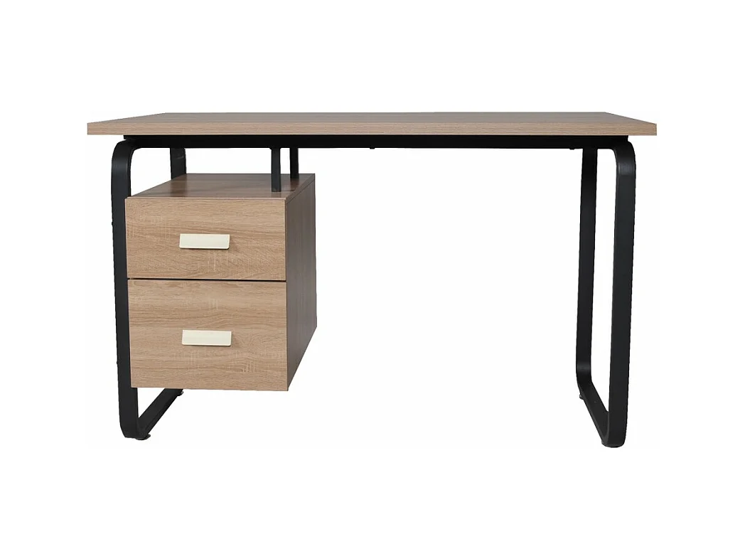 Bureau 120x60cm couleur Chêne et metal noir avec 2 tiroirs PERLE