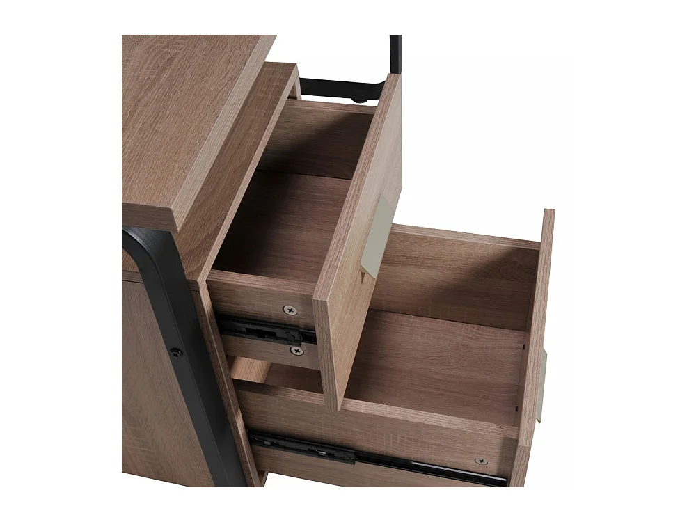 Bureau 120x60cm couleur Chêne et metal noir avec 2 tiroirs PERLE