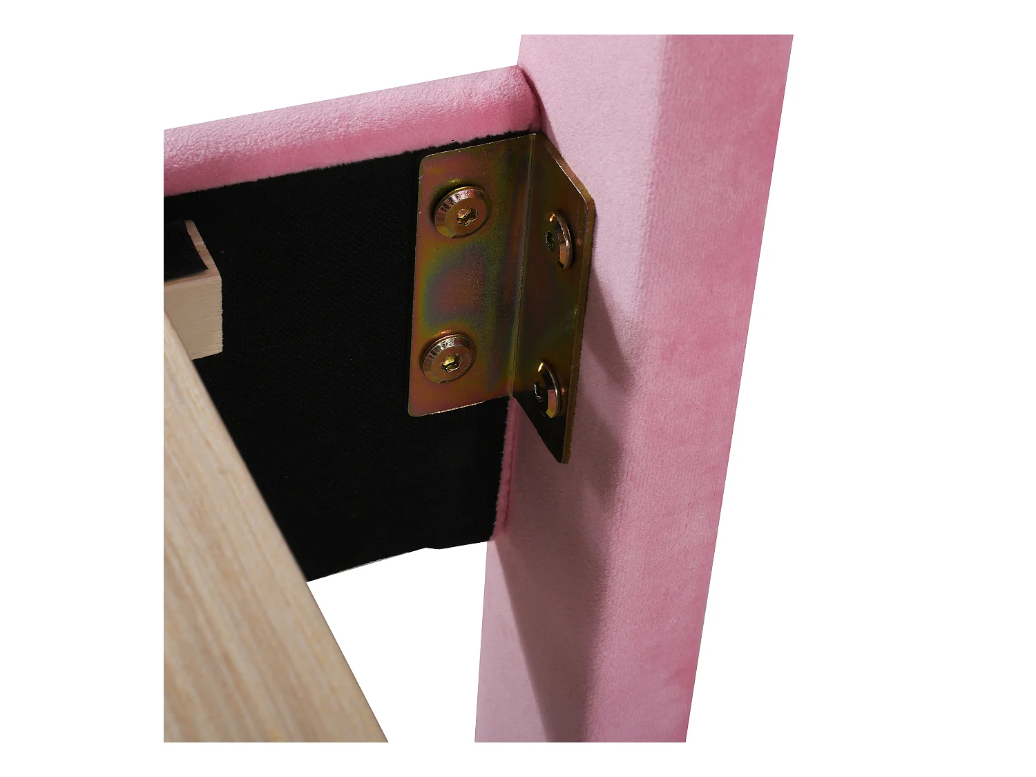 Lit simple 90x200 cm - Lit enfant avec tête de lit en forme de fleur et sommier à lattes - velours rose