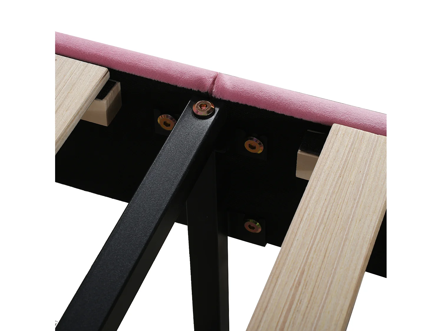 Eenpersoonsbed 90x200 cm - Kinderbed met bloemvormig hoofdbord en lattenbodem - roze fluweel