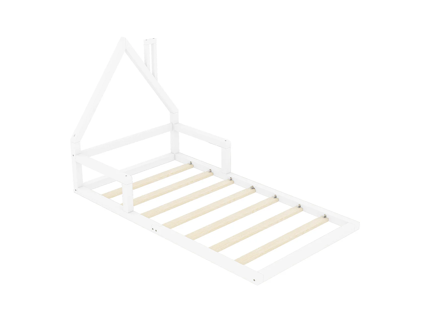 Cuna infantil 90x200 cm - Cama individual con somier - Pino - blanco - sin colchón