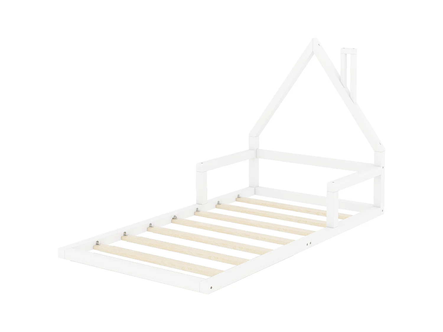 Cuna infantil 90x200 cm - Cama individual con somier - Pino - blanco - sin colchón