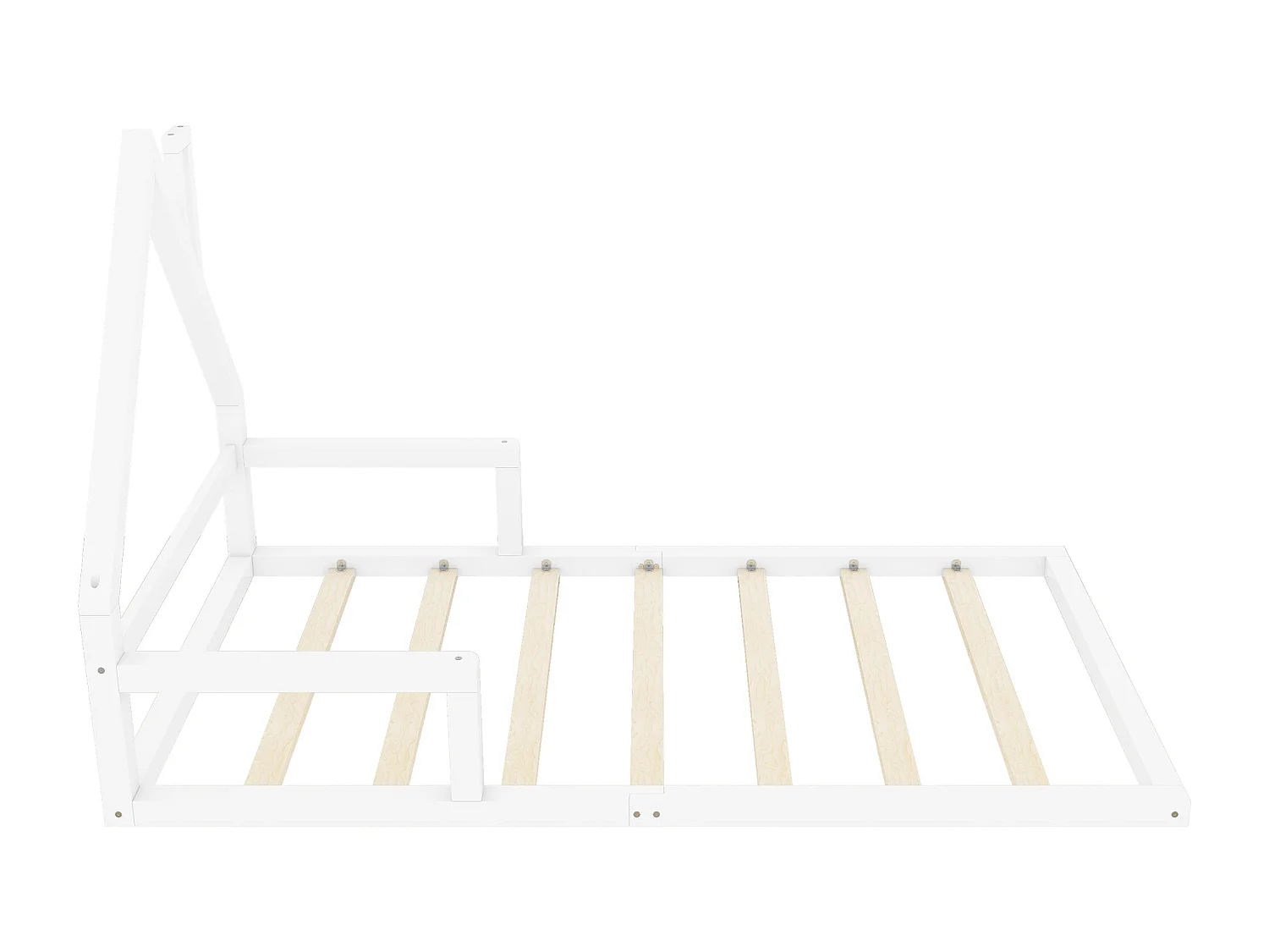 Cuna infantil 90x200 cm - Cama individual con somier - Pino - blanco - sin colchón