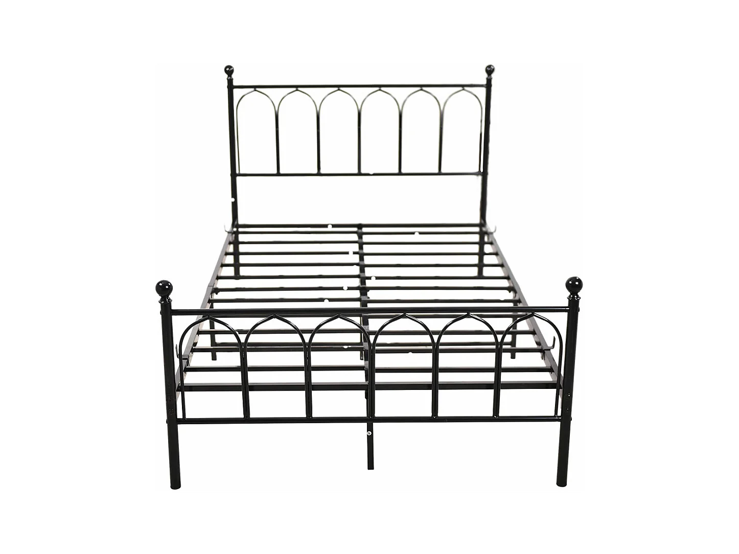 Lit enfant double 140x200cm, lit en métal noir, sans matelas