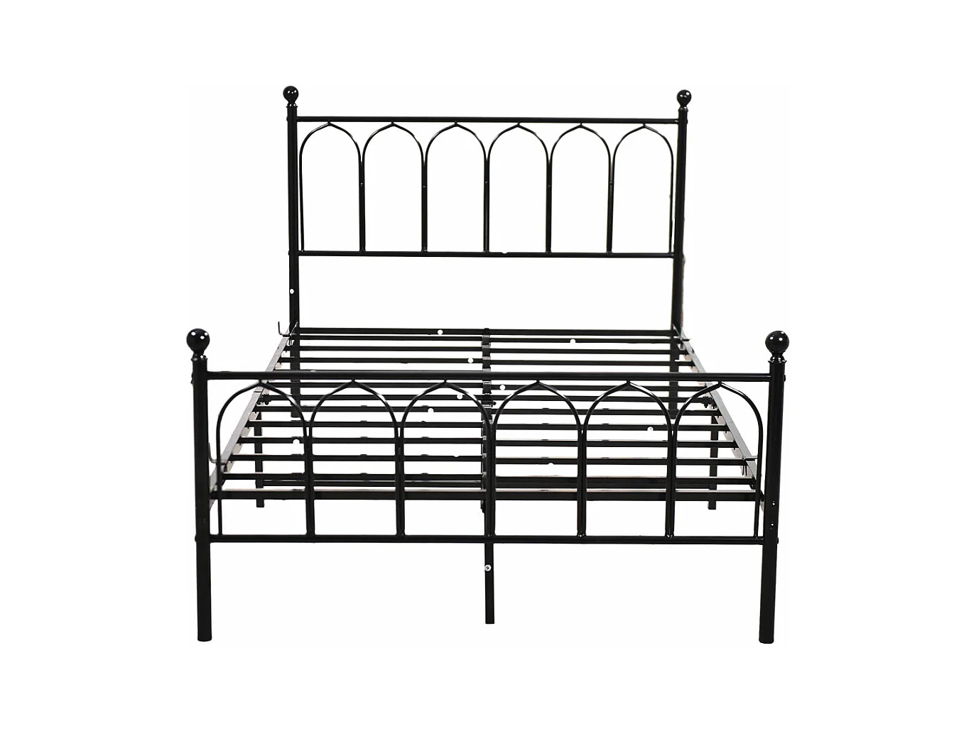 Lit enfant double 140x200cm, lit en métal noir, sans matelas