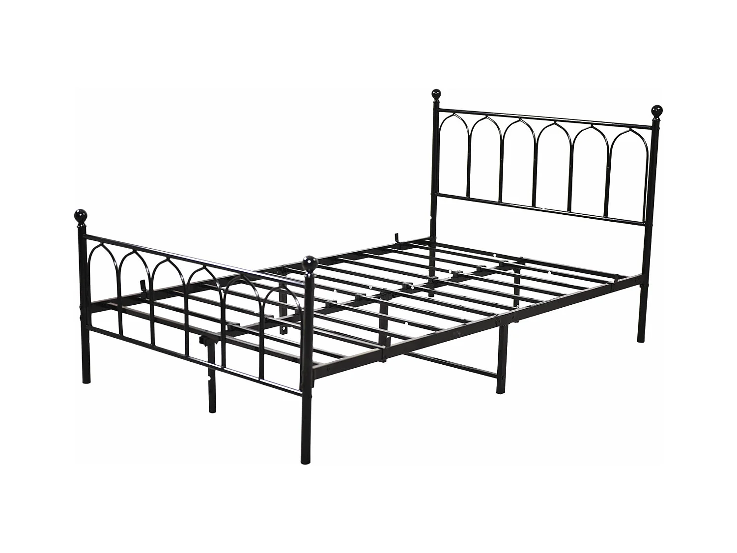 Lit enfant double 140x200cm, lit en métal noir, sans matelas