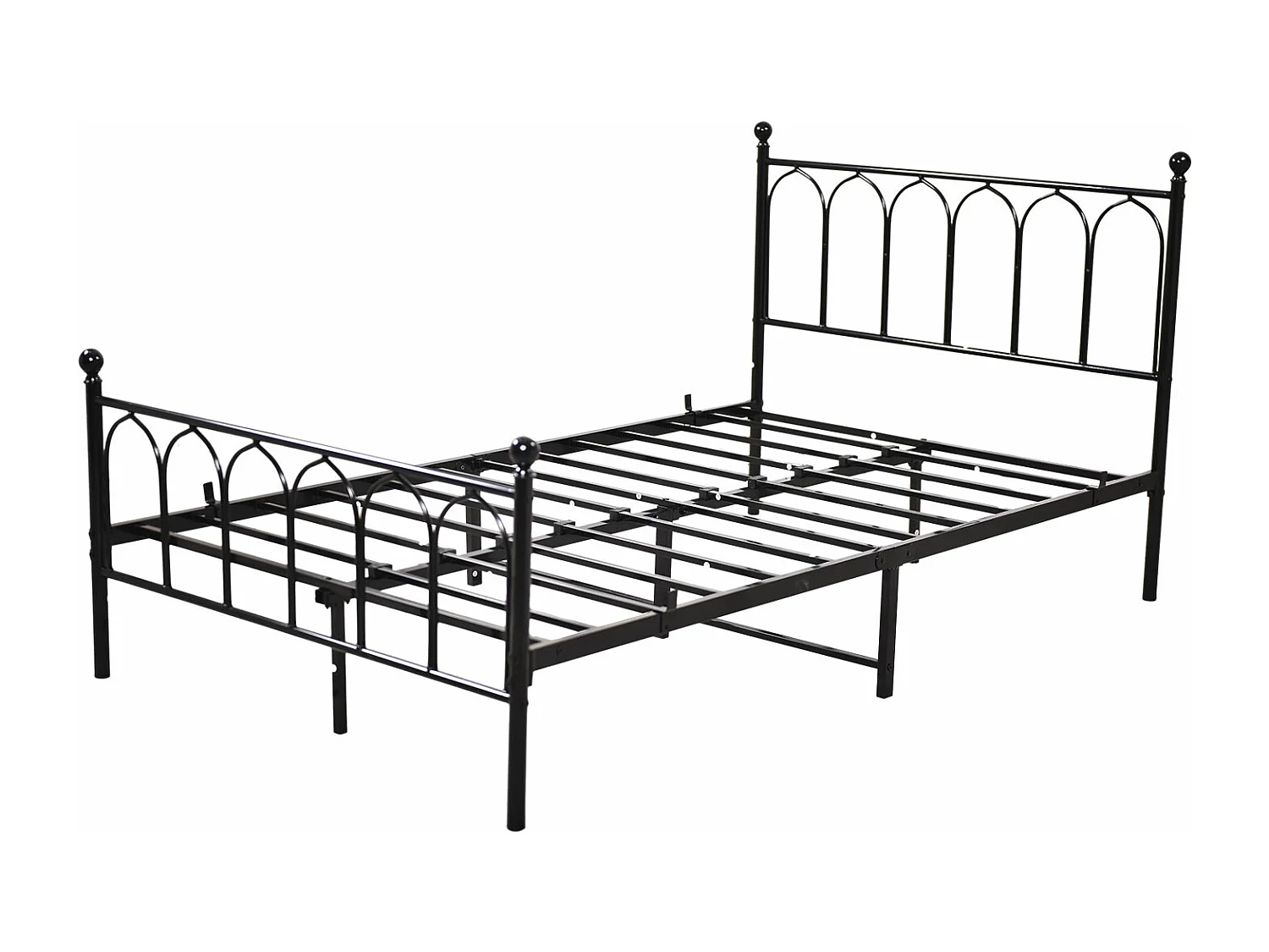 Lit enfant double 140x200cm, lit en métal noir, sans matelas