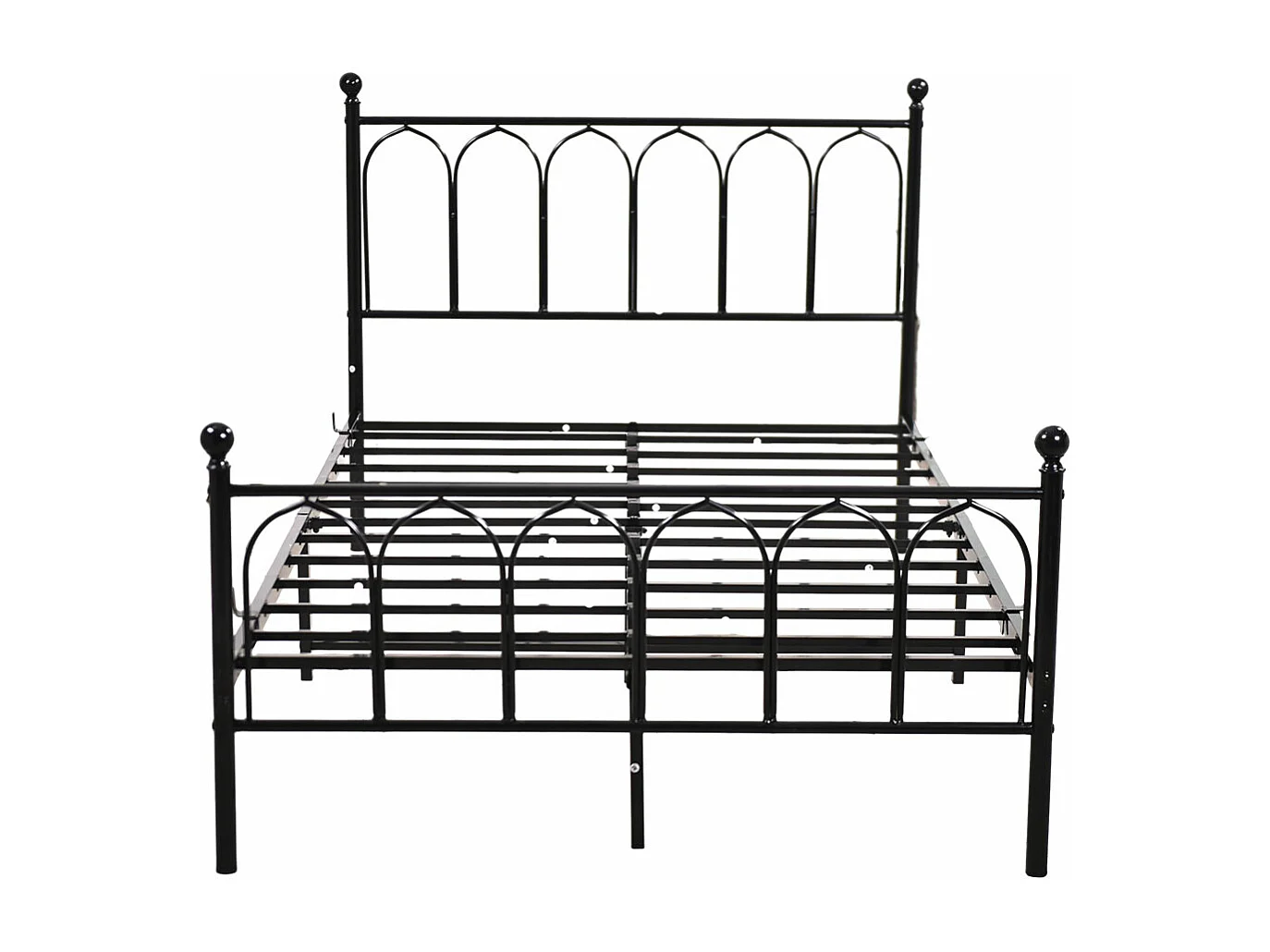 Lit enfant double 140x200cm, lit en métal noir, sans matelas