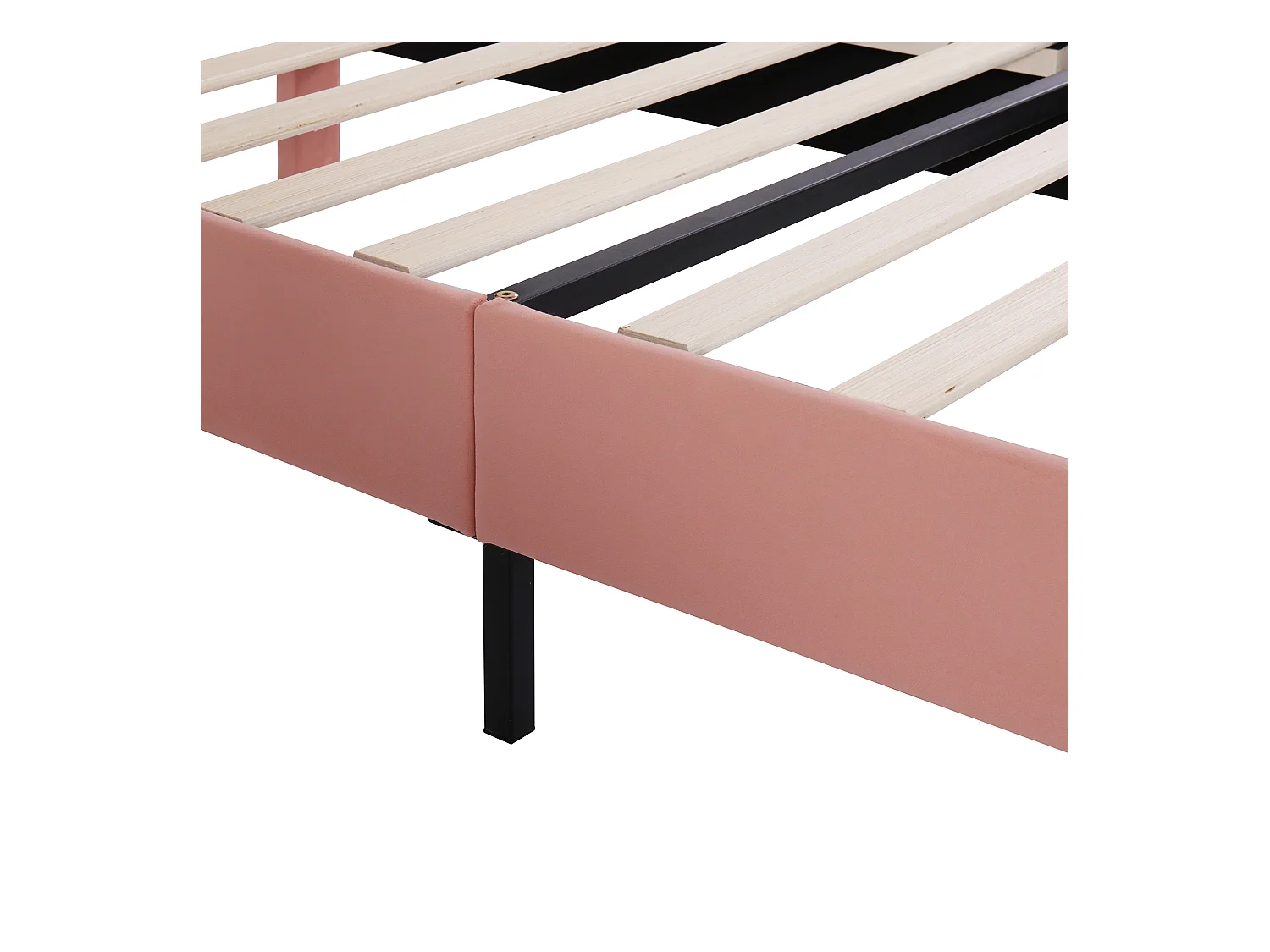 Lit enfant 90x200 cm - Lit ado avec sommier à lattes - Tête de lit réglable - velours rose