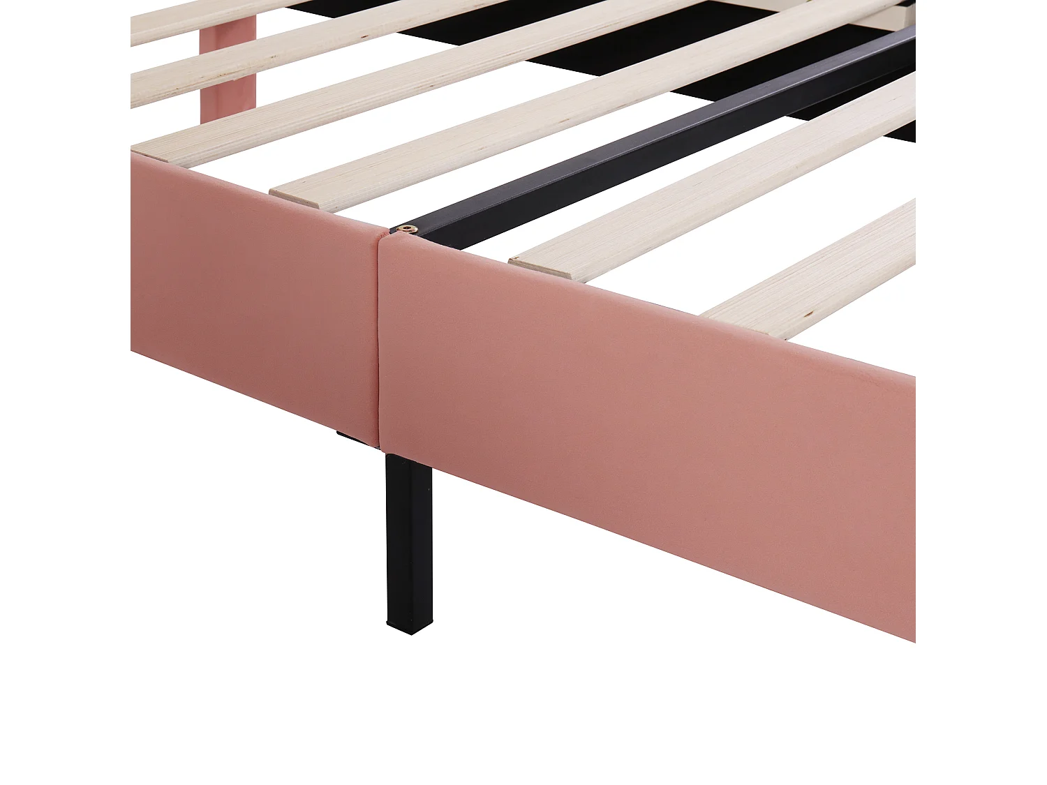 Lit enfant 90x200 cm - Lit ado avec sommier à lattes - Tête de lit réglable - velours rose