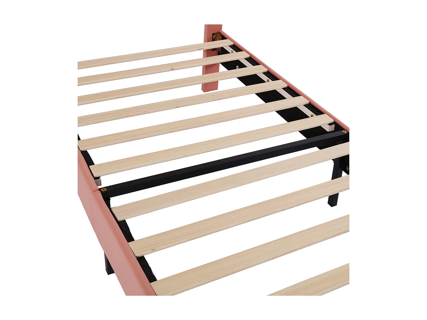 Lit enfant 90x200 cm - Lit ado avec sommier à lattes - Tête de lit réglable - velours rose