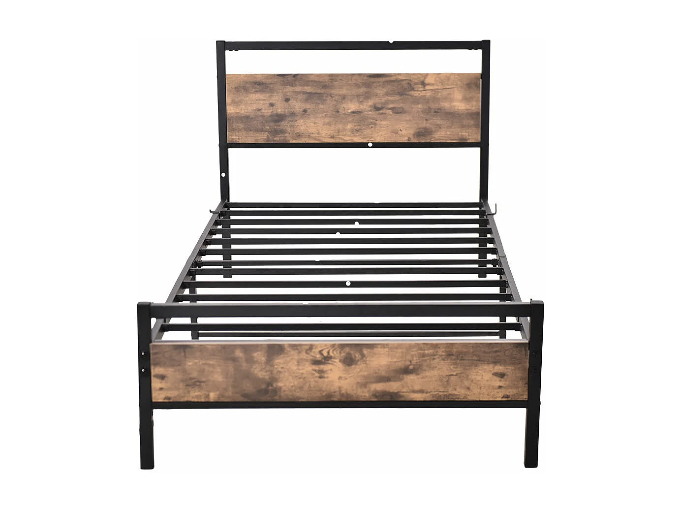 Lit enfant 90x200cm noir, lit à structure en fer, sans matelas