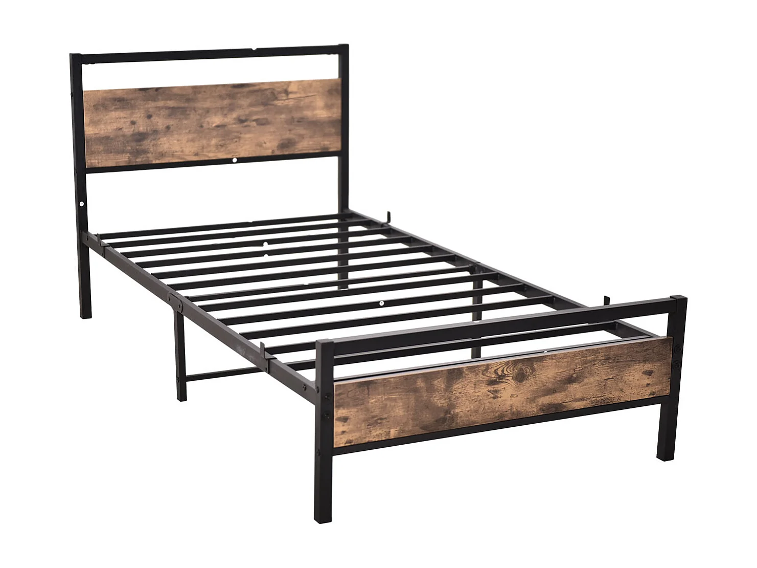 Lit enfant 90x200cm noir, lit à structure en fer, sans matelas