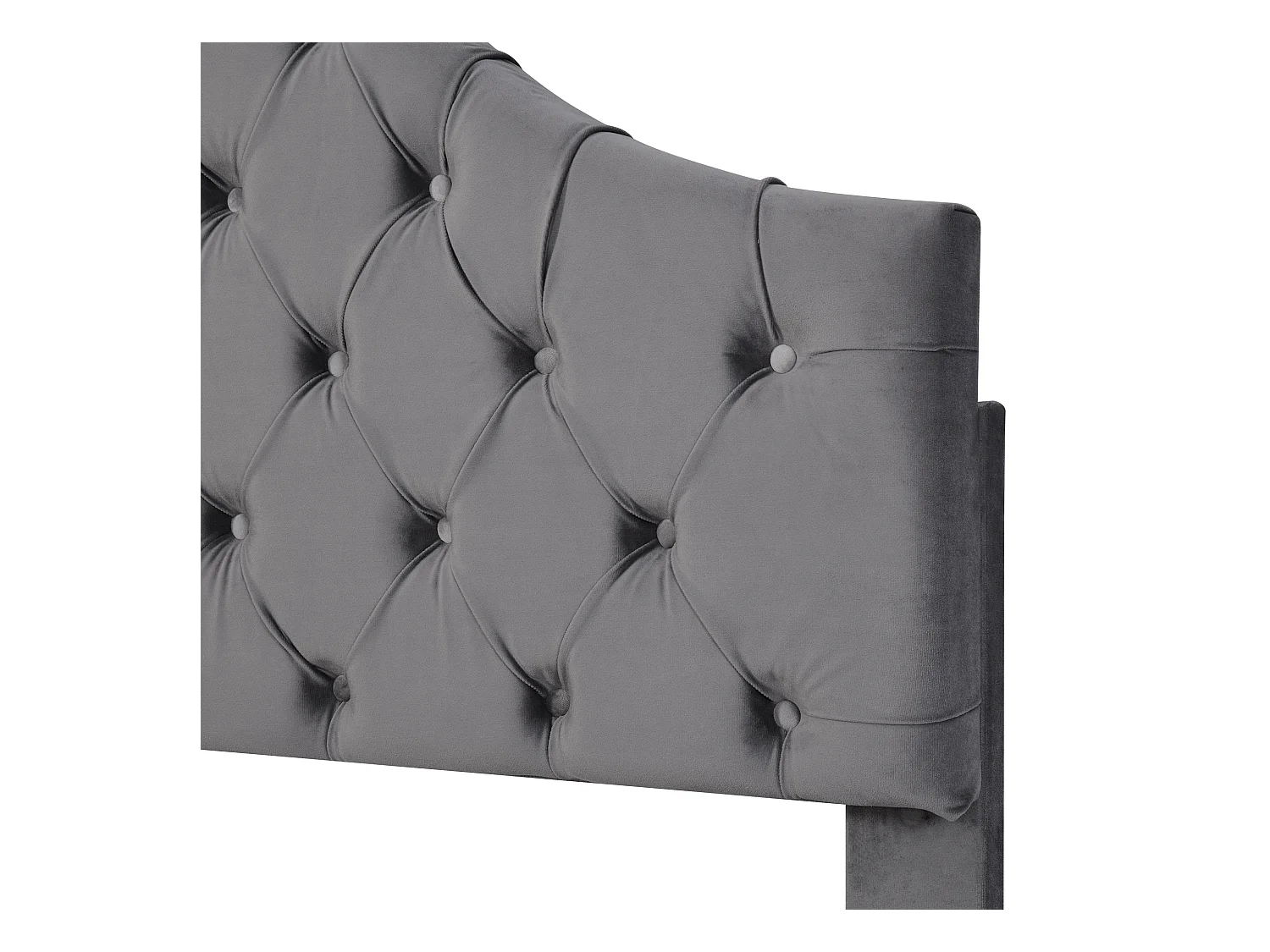 Lit ado 90x200 cm - Lit simple avec tête de lit réglable - Sommier à lattes bois - velours gris