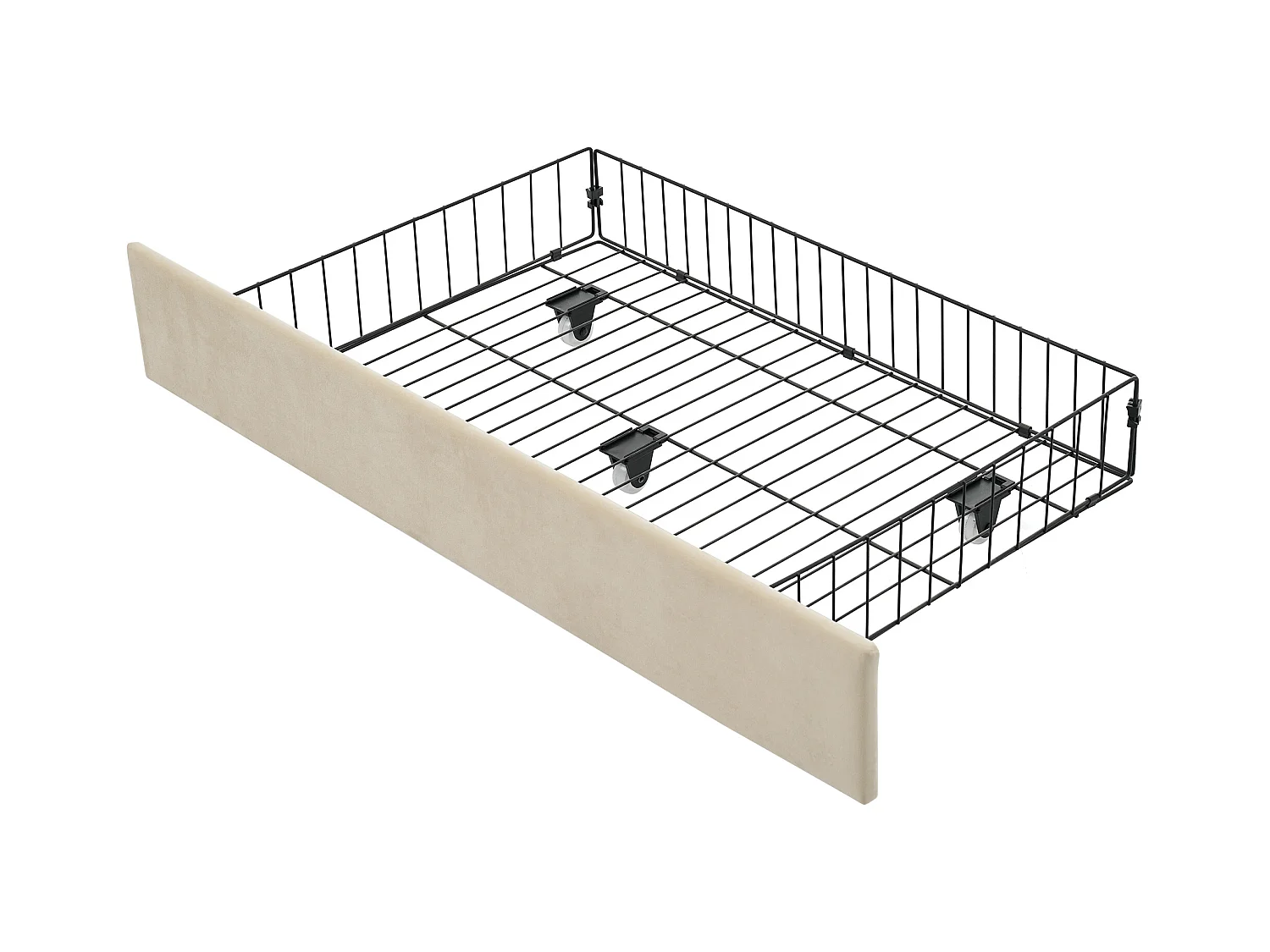 Letto imbottito 90x200 cm - Divano letto con 2 cassetti e ricarica USB - velluto beige - senza materasso