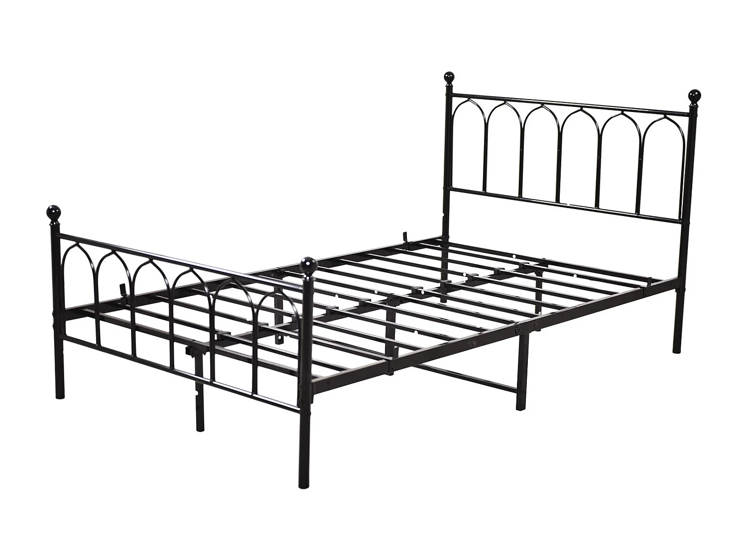 Lit enfant 140x190cm, lit en métal noir, sans matelas