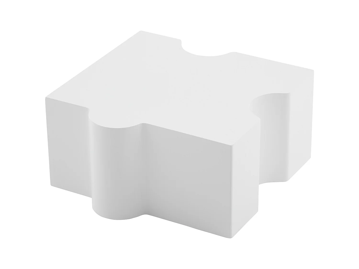 Table basse modulable en forme de Puzzle blanc, MDF, grand rangement intégré