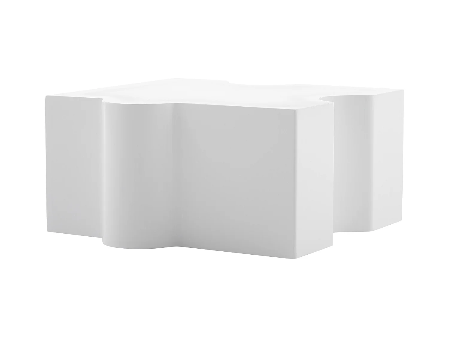 Table basse modulable en forme de Puzzle blanc, MDF, grand rangement intégré