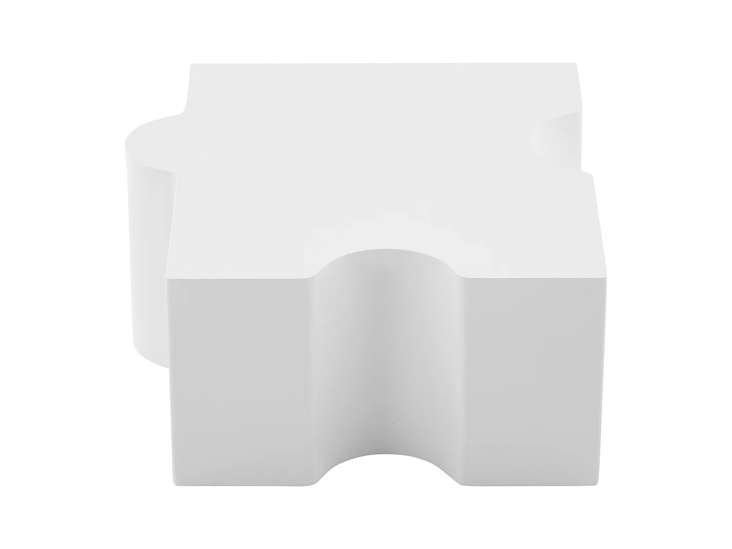 Table basse modulable en forme de Puzzle blanc, MDF, grand rangement intégré