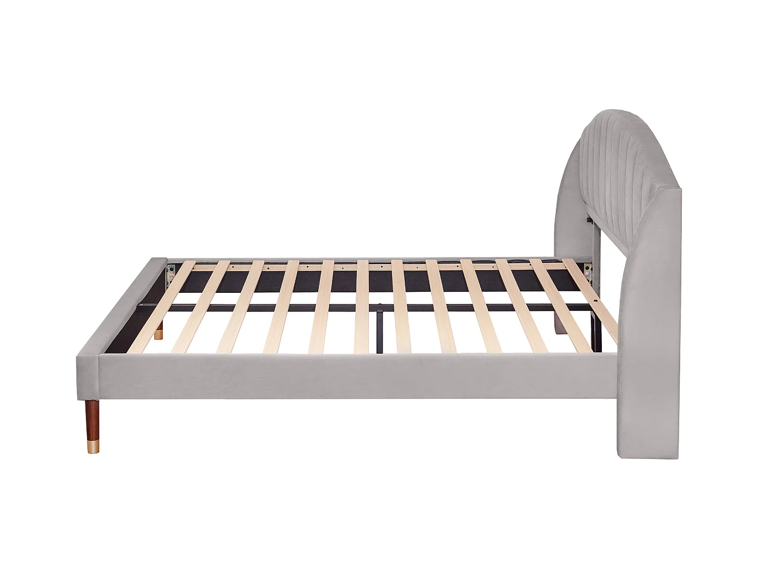 Lit adulte 160x200 cm - Lit double avec sommier à lattes et tête de lit - velours gris