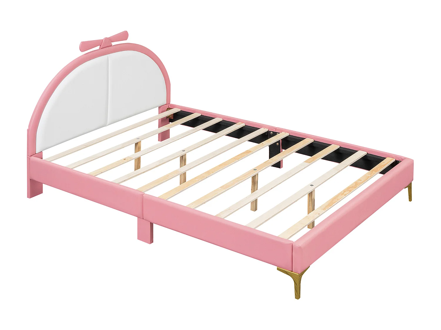 Lit enfant 140x200cm, Lit adulte, PU, rose, sans matelas