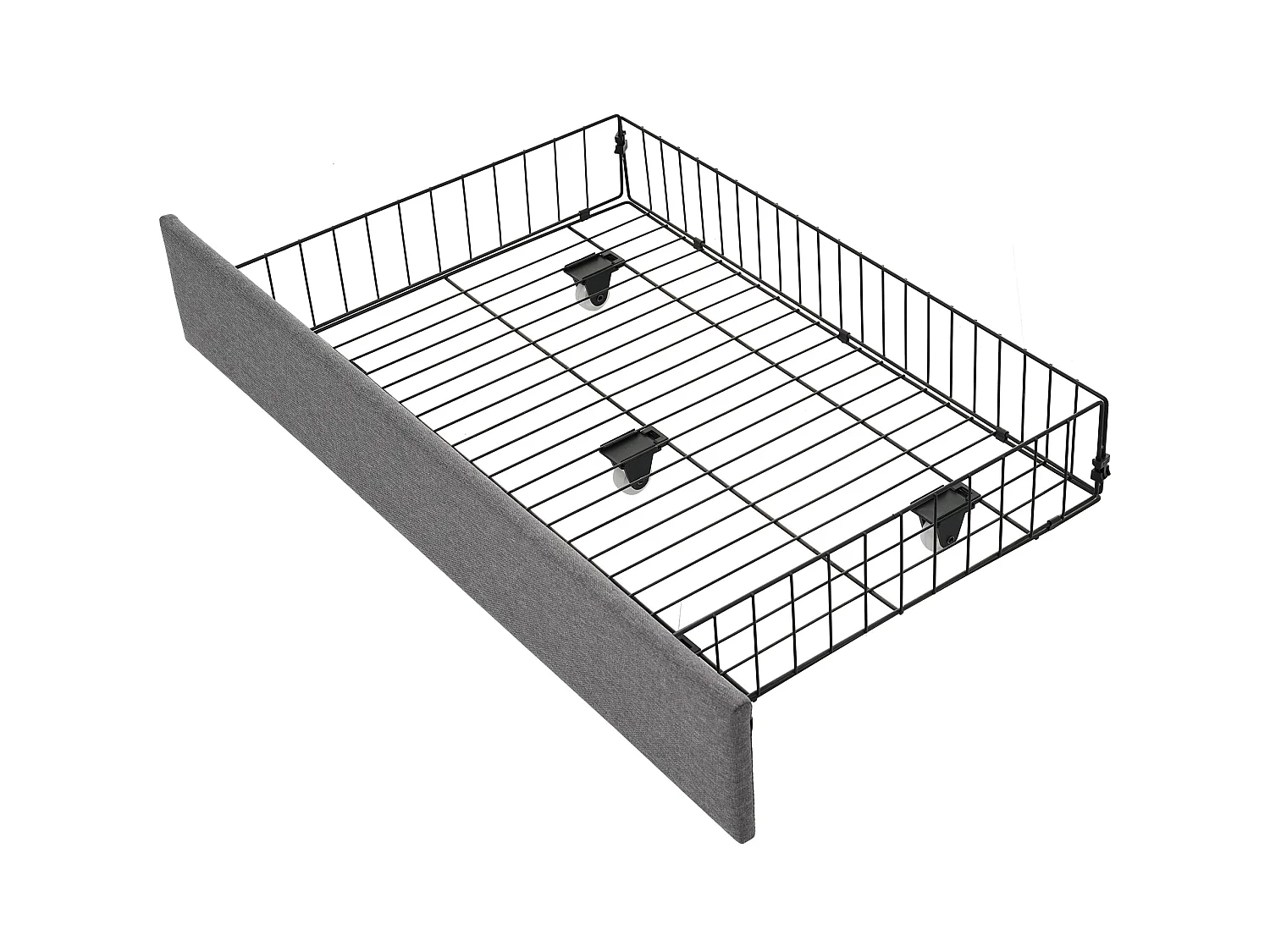 Lit capitonné 90x200 cm - Canapé-lit avec 2 tiroirs et chargement USB - lin gris - sans matelas