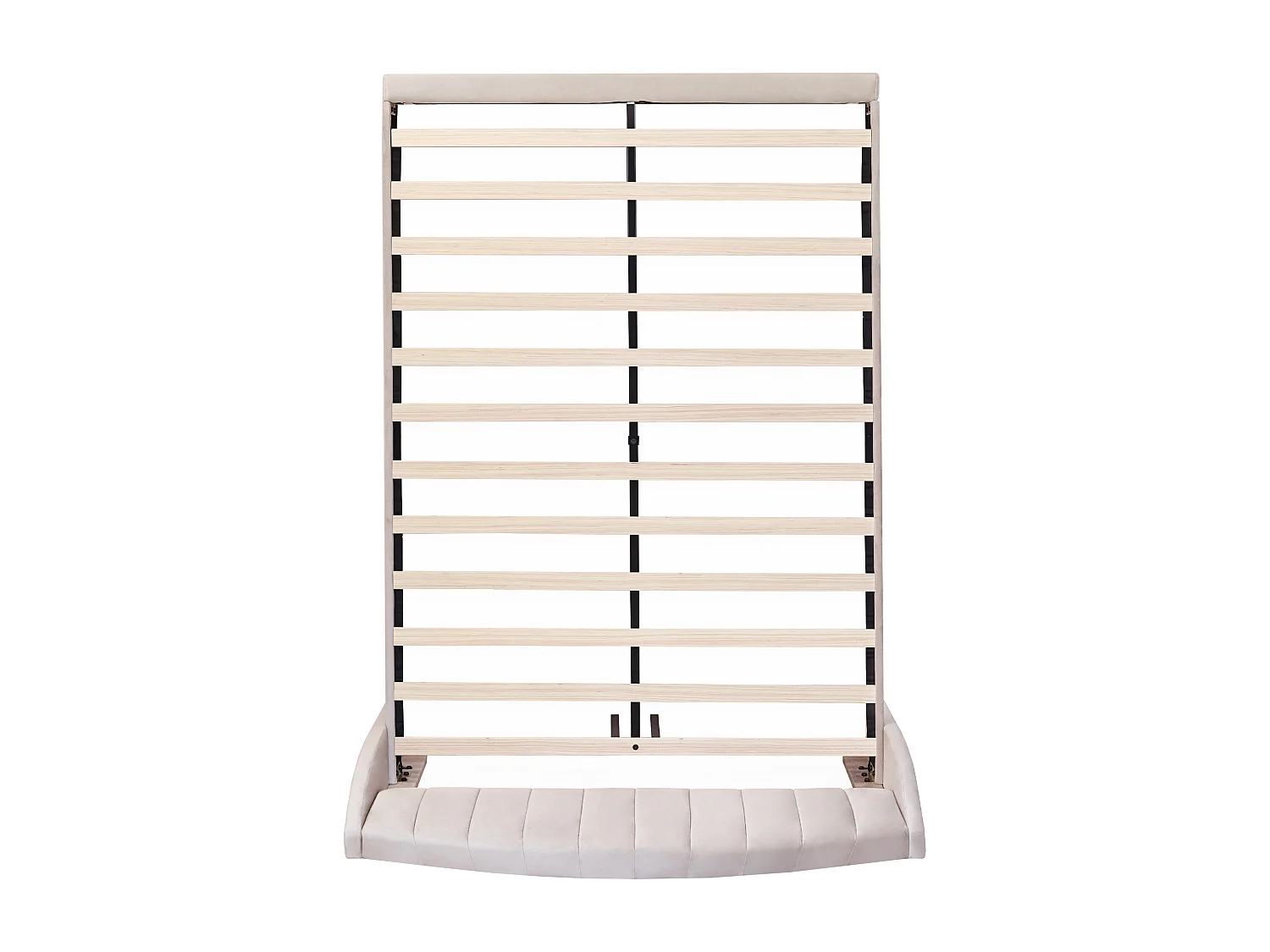 Lit double 140x200 cm - Lit adulte avec tête de lit et sommier à lattes en bois - velours beige