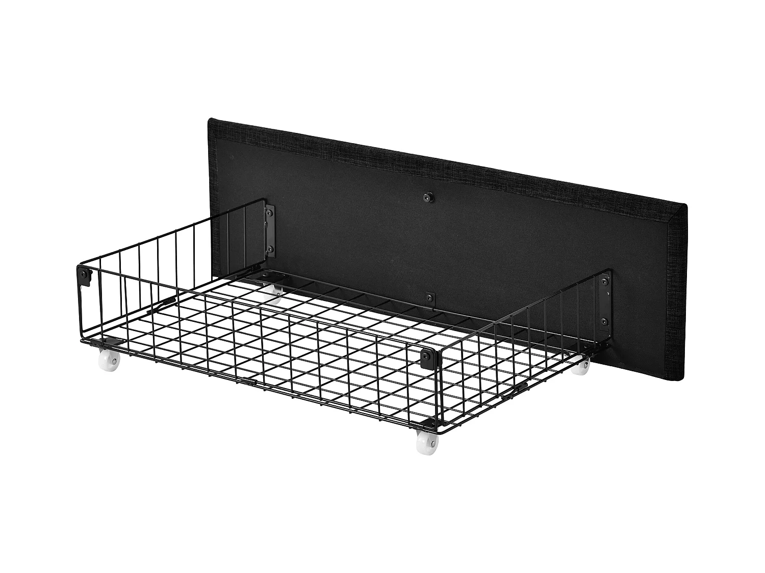 Lit double 140x200 cm - Lit adulte avec 4 tiroirs de rangement - Tête de lit réglable - Lin noir