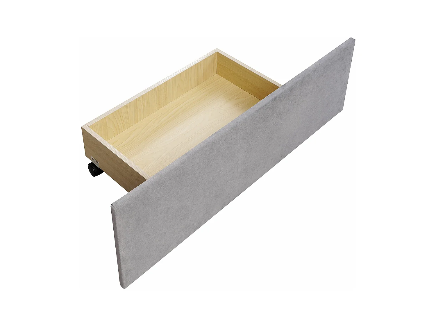 Lit adulte 140x200 cm - Lit double avec tiroirs et sommier à lattes - velours gris - sans matelas