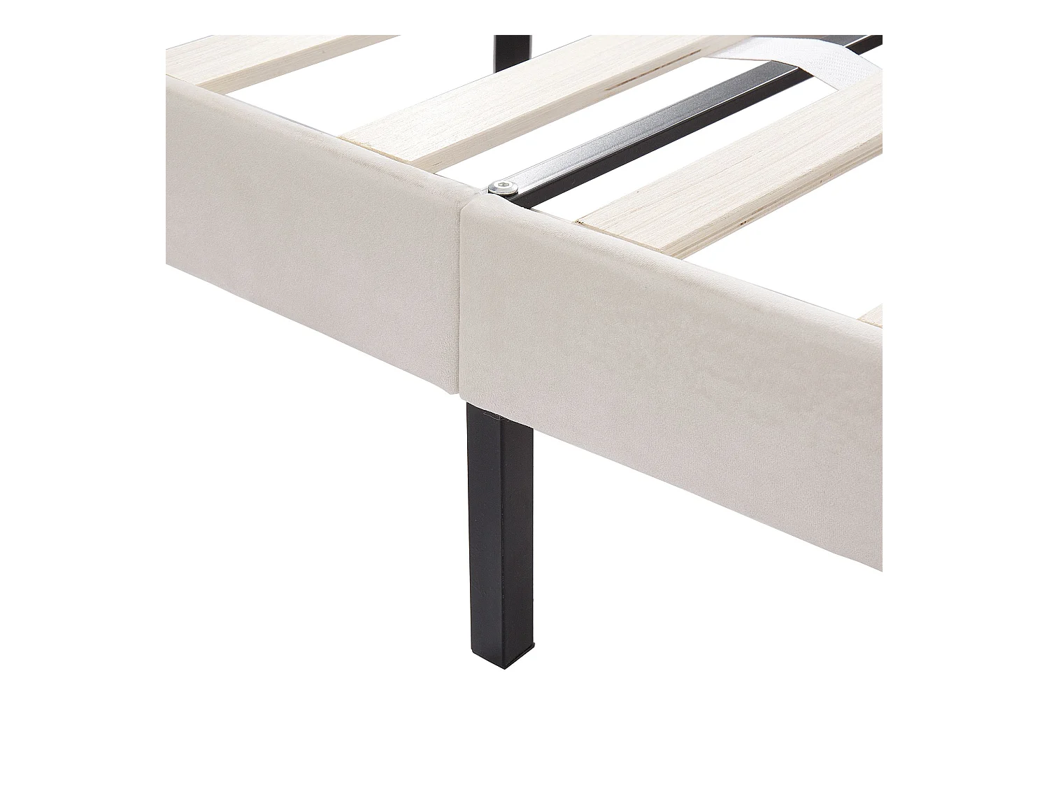 Lit adulte 140x200 cm - Lit double avec tiroirs et sommier à lattes - velours beige - sans matelas